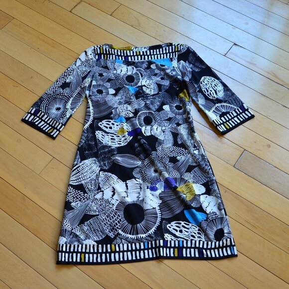 Ali Ro Dress Bateau Neck Printed Jersey Size 4 - Picture 1 of 13